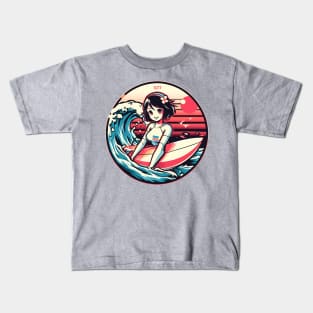 Cute retro surfer girl Kids T-Shirt